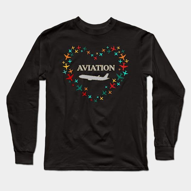 Aviation Long Sleeve T-Shirt by designbek